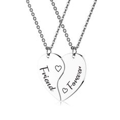 PRICES MAY VARY. 💖Style: The necklaces seperate and it comes in two parts for two people.Even if you are far apart, your heart is still together.Best Family & Friendshilp Gifts for Women Teen Girls,BFF Friendship Necklaces,friendship split heart pendant necklace. 💖Material : Our Necklace Made of 316 stainless steel,allergy free,Strong, durable and lightweight, yet high quality,delicate polishing free and not deformation,.Comfortable to Wear. 💖Puzzle Piece Size: 1.2'' *1.1'' (30mm * 28mm), Nec Nickel Free Heart Shaped Necklaces For Friendship, Nickel-free Heart-shaped Friendship Necklaces, Nickel-free Heart-shaped Necklace For Friendship, Personalized Couples Necklaces For Mother's Day, Heart Pendant Charm Necklaces For Friendship And Valentine's Day, Heart Pendant Charm Necklaces For Valentine's Day, Nickel-free Heart Pendant Necklace For Friendship, Friendship Charm Necklaces With Heart Pendant For Mother's Day, Mother's Day Friendship Charm Necklace With Heart Pendant