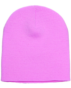 a pink beanie hat on a white background