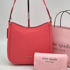 Brand New With Tag Kate Spade Roulette Medium Messenger Bag Color: Peach Melba 9.25"H X 9.4" W X 2.2"D Strap Drop: 24" Pebbled Leather Faille Lining Pinmount Logo Messenger Bag With Zip-Top Closure Interior Snap-Tab Slip Pocket Interior Zipper Pocket Exterior Slip Pocket Optional (And Adjustable) Webbed Shoulder Strap Fits Iphone Xs Max Imported Style # Pxr00329 Pink Crossbody Shoulder Bag For Errands, Pink Bucket Shoulder Bag For Errands, Pink Shoulder Bag With Removable Pouch For Shopping, Feminine Pink Shoulder Bag With Dust Bag, Pink Bag With Detachable Strap For Errands, Feminine Pink Bag For On-the-go, Kate Spade Pink Everyday Shoulder Bag, Pink Shoulder Bag With Detachable Strap For Errands, Feminine Pink Bucket Shoulder Bag