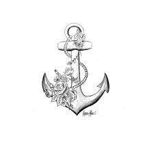 an anchor with flowers on it is shown in this tattoo art printable drawing by artist and