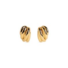 Women's Saturne Earrings in Gold | Balenciaga US Luxury Gold Cluster Earrings For Evening, Evening Yellow Gold Clip-on Hoop Earrings, Formal Yellow Gold Wrap Earrings, Yellow Gold-plated Hoop Earrings For Evening, Formal Gold Plated Huggie Earrings With Shiny Finish, Yellow Gold Plated Hoop Earrings For Evening, Gold Plated Yellow Gold Hoop Earrings For Evening, Gold Earrings With Shiny Finish In Fine Jewelry Style, Gold Plated Fine Jewelry Earrings