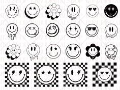 various smiley faces with different expressions on them