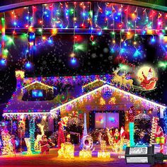 a house covered in christmas lights and decorations