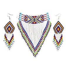 Native American Style seed Bead Choker and Earring Multicolor Seed Bead Necklacs | eBay Seed Bead Embroidery, Embroidery Necklace, Necklace Woman, Seed Bead Choker, Native American Style, Bead Choker, Native American Fashion, Bead Embroidery, Beautiful Necklace