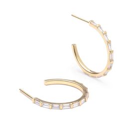 Gold Baguette Hoop Earrings Baguette Hoop Earrings, Necklaces Trendy, Staple Earrings, Your Pretty, Holiday Music, Trendy Bracelets, Hoop Design, Bar Studs, Link Earrings