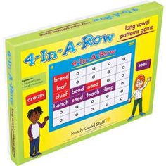 the 4 - in - a - row board game is shown with an image of two children