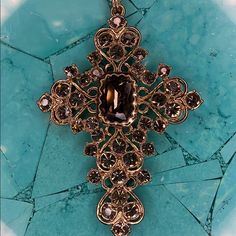 Jeweled Cross Pendant, Nwt Never Worn Elegant Cross Necklace With Rhinestones, Elegant Cross-shaped Jewelry, Beaded Cross, Badgley Mischka, Cross Pendant, Womens Jewelry Necklace, Cross Necklace, Jewelry Necklaces, Necklaces