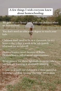 a person standing in a field with an umbrella over their head and the words, a few things i wish everyone knew about homeschooling