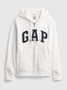 Gap Hoodie, Arch Logo, Gap Logo, Arch, Gap, Long Sleeves, Zipper, White