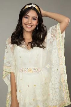 Shop for I am Design Ivory Chiffon French Vanilla Palazzo And Embroidered Kaftan Set for Women Online at Aza Fashions White Organza Palazzo Set For Party, White Organza Palazzo Set With Chikankari Embroidery, Elegant Wedding Kaftan With Sheer Dupatta, Elegant Summer Georgette Palazzo Set, White Organza Palazzo Set For Wedding, Elegant White Kaftan With Dupatta, Elegant White Organza Palazzo Set, Spring Wedding Off White Palazzo Set, Spring Wedding Off-white Palazzo Set