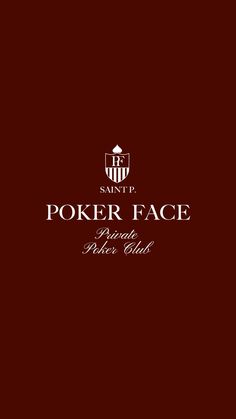 the logo for poker face, which is red with white lettering and black letters on it