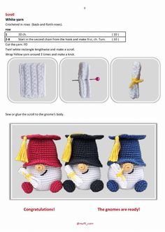 instructions for crocheted toys with pictures on them