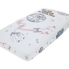 an image of a baby's crib mattress with star wars drawings on it