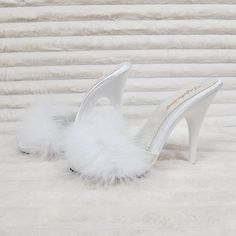 Brand New Fabulicious A Pleaser Brand Items 5" (12.7cm) Heel, 3/8" (1cm) Platform Marabou Sandals Summer Heels With Feather Trim And Round Toe, Summer Feathered Heels, Feathered Heels With Round Toe For Summer, Summer High Heel With Feather Trim, Summer High Heel Feathers Heels, Summer High Heels With Feather Trim, Summer High Heels With Feathers, Feathered High Heels For Summer, Summer Feathered High Heels