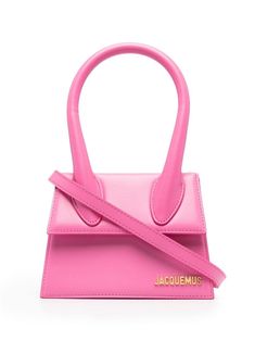 pink calf leather logo lettering gold-tone hardware detachable shoulder strap foldover top with magnetic fastening internal logo patch internal slip pocket Le Chiquito Moyen, Jacquemus Le Chiquito, Jacquemus Bag, Neon Bag, Dolce E Gabbana, Givency Antigona Bag, Balenciaga City Bag, Lady Dior, Pink Leather