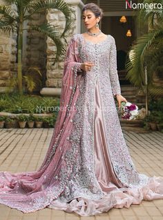 Pakistani Raw Silk Lehenga Dress for Bride 2021 Hand Embellished Floor-length Embroidered Wedding Dress, Hand-embellished Floor-length Wedding Dress, Anarkali Hand Embellished Ceremony Dress, Anarkali Sequin Dress For Wedding, Anarkali Dress With Sequins For Wedding, Embellished Anarkali Dress For Ceremony, Festive Hand Embellished Gown For Ceremony, Festive Hand-embellished Embroidered Wedding Dress, Anarkali Gown With Sequins For Wedding