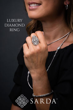 SARDA™ Jewelry brings top of the line Diamonds set in handcrafted sterling silver to add pieces of art to your jewelry collection. Everyday Luxury White Gold Rings With Diamond Accents, Casual Luxury Diamond Ring With Single Cut Diamonds, Luxury Single Cut Diamond Promise Ring Jewelry, Everyday Luxury Diamond Ring With Single Cut Diamonds, Everyday Luxury Fine Diamond Ring, Luxury Platinum Jewelry With Rose Cut Diamonds, Everyday Luxury Fine Jewelry Diamond Ring, Luxury Rose Cut Diamond Rings, Luxury Sterling Silver Diamond Ring With Accents