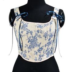 Add a touch of whimsy to your wardrobe with this beautiful cottagecore sleeveless lace-up overbust corset top. crafted from a comfortable and lightweight fabric, this corset top features an intricate lace-up design and is perfect for any occasion. Bustier Pattern, Preppy Aesthetic Outfits, Fashion Corset, Floral Bustier, Floral Corset, Middle Age Fashion, Vintage Corset, Overbust Corset, Vintage Crop Tops