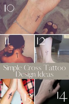 the cross tattoo design ideas are easy to do with little tattoos on your wrist and foot