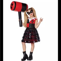 Harley Quinn Dress Child Medium (7-8), Bag Includes Dress With Foil Print Skirt Made China, Red/ Black, Bag Includes Dress With Foil Print Skirt. Costumes Harley Quinn, Harley Quinn Dress, Dc Comic Costumes, Batman Costumes, Harley Quinn Costume, Theatre Costumes, Print Skirt, Tutu Dress, Foil Print