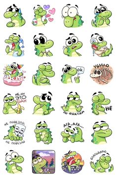 some stickers with different cartoon characters and words on them, including one that says i love