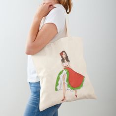 "Mexican Folkloric Dancer - Cinco De Mayo Inspired" Tote Bag by SMillustrations | Redbubble Abstract Art Design, Design Tote Bag, Art Tote Bag, Inspired Dress, Print Tote, Mask For Kids, Printed Tote Bags, Cotton Totes