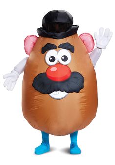 an inflatable potato wearing a top hat and gloves