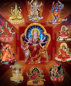 the seven avatars of hindu deities in their respective body, including lord ganesha