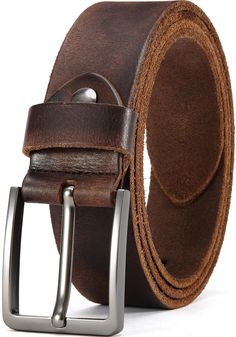 PRICES MAY VARY. High-Quality Genuine Leather Belt: The DOOPAI men's casual leather belt is crafted from 100% genuine leather, ensuring durability and a sophisticated look. The eco-friendly solid metal single prong buckle is both scratch-resistant and sturdy, making it perfect for daily use. Durable and Long-Lasting: Designed to withstand the test of time, this classic heavy-duty men's belt is made from a single piece of cowhide leather. It’s whole-cut and strong, resisting deformation. Its dura Handmade Jeans, Casual Leather Belt, Cowboy Belt, Jeans Belt, Jean Belts, Leather Belts Men, Casual Belt, Presents For Men, Men's Belt