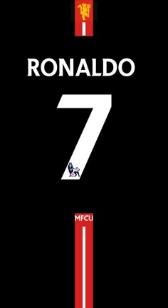 the poster for ronaldo's soccer team is shown in red and white stripes