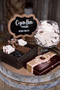 Champagne And Cigars Party, Cigars Bar Wedding, Cigars And Whiskey Party 30th Birthday, Whiskey Party Ideas Decor, Whiskey Bar At Wedding, Cigars At Wedding Receptions, Whiskey Themed Wedding, Cigars And Whiskey Bar Wedding