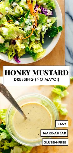 the ingredients for honey mustard dressing are shown