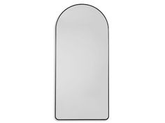 an arched mirror on a white wall with a black border around the edges and bottom edge