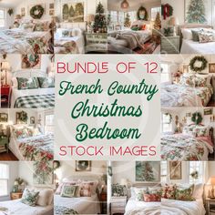 a collage of french country christmas bedroom stock images with text overlaying the image