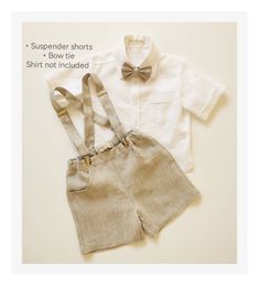 This stylish ensemble includes a pair of high-quality linen suspender shorts and a charming bow tie, perfect for any special occasion. 🌿Choose the option: * Shorts with suspenders (not removable) & bow tie only: Purchase just the linen shorts along with (not removable) removable suspenders and a matching bow tie. Ideal if you already have a shirt or prefer to mix and match. * Complete Suit Set: Order the full ensemble, which includes linen shorts with not removable suspenders a classic shirt, , Cute Ring Bearer Outfit, Ring Bearer Linen Outfit, Linen Ring Bearer Outfit, Neutral Ring Bearer Outfit, Kids Beach Wedding Outfits Boys, Groom Outfit Beach Wedding Linen Shirts, Beige Ring Bearer Outfit, Beach Ring Bearer Outfit, Beach Wedding Ring Bearer Outfit