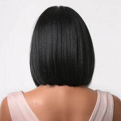 Short Black Bob Synthetic Hair Wigs With Bangs for Women Cosplay Daily Use Hair Short Black Hair Wig, Hairstyles Lace Wig, Edges Hairstyles, Wig Care Tips, Kort Bob, Dolphin Photos, Black Hair Wigs, Wig Care