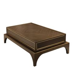 a wooden coffee table with an open drawer on the bottom and one shelf below it