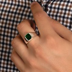 Unleash your inner style icon with our Emerald Silver Ring, a bold and striking jewelry masterpiece. At MyJewelist, we are here to redefine your style, offering you a unique piece that reflects your individuality and adds a touch of cool sophistication to your look. Our Emerald Silver Ring isn't just an accessory; it's a reflection of your distinctive style. When you wear it, you'll radiate confidence and charm, effortlessly grabbing attention wherever you go. ० UNMATCHED COMFORT, IMPECCABLE STYLE ० Concerned about comfort? No worries! Our jewelry is meticulously designed with your comfort in mind. We exclusively use hypoallergenic, nickel-free materials, ensuring you look and feel your absolute best. ० DETAILS ० ★CRAFTED TO PERFECTION: The Ring is a testament to precision and craftsmanshi Modern Polished Emerald Ring For Gift, Modern Green Signet Ring For Anniversary, Modern Polished Emerald Ring Gift, Modern Emerald Ring With Polished Finish For Gift, Modern Emerald Ring With Polished Finish As Gift, Modern Polished Emerald Open Ring, Modern Green Signet Ring With Polished Finish, Modern Emerald Ring For Gift, Emerald Signet Ring