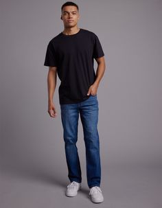 Rsq Slim Straight Jeans. Straight Fit Through Hip, Thigh, And Leg Opening. Traditional Five Pocket Styling. Button Waist With Zip Fly. Approx Leg Opening: 16" 99% Cotton 1% Spandex. Machine Wash. Imported Straight Leg Mens Jeans, Men Straight Jeans Outfit, Straight Guy Outfits, Slim Straight Jeans Outfit Men, Casual Elastane Jeans, Men’s Straight Leg Jeans, Casual Straight Elastane Bottoms, Straight Fit Jeans Outfit Men, Slim Fit Jeans Men Outfits