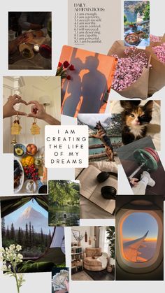 a collage of photos with the words i am creating this type of my dreams