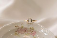 Abigail - Olive Ave Jewelry Solitaire Setting, Jewelry Companies, Perfect Ring, High Quality Jewelry, Stone Settings, Types Of Metal, Emerald, Yellow Gold, Band