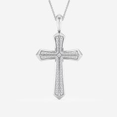 1 ctw Round Lab Grown Diamond Double Row Cross Fashion Pendant 14K White Gold FG, VS2+ Fashion Pendant, Pearl And Diamond Earrings, Cross Jewelry, Pearl Diamond, Diamond Studs, Diamond Pendant, Lab Grown