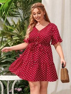 Sunmer Dresses, Cute Maternity Dresses, Plus Size Summer Dresses, Spotted Dress, Fashion Attire, Plus Size Kleidung, Women Plus Size, Yellow Fashion, Cheap Dresses