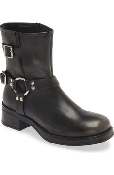 Steve Madden Brixton Bootie (Women) | Nordstromrack Chunky Block Heels, Rustic Charm, Bootie, Steve Madden, Block Heels, Leather Upper, Leather