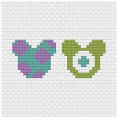 the cross stitch pattern is made up of two hearts