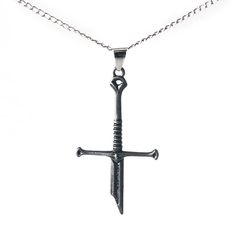 The Lord of the Rings Movie Aragorn Necklace Pendant Cosplay Accessories Halloween Carnival Props · Material: Alloy · Including: Necklace Pendant · Size chart: 5.3*2.8CM Medieval Style Metal Jewelry For Fantasy Events, Cross-shaped Halloween Jewelry Gift, Silver Viking Jewelry For Fantasy Events, Medieval Black Jewelry For Fantasy Events, Medieval Black Jewelry For Larp, Medieval Jewelry For Halloween Gift, Halloween Fantasy Metal Jewelry, Medieval Cross Metal Jewelry, Silver Pendant Jewelry For Cosplay