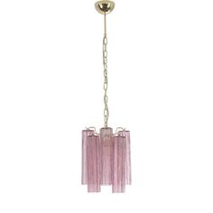 a pink chandelier hanging from the ceiling