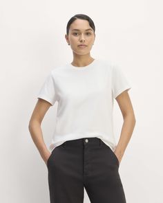 The Organic Cotton Slim Crew Tee Slim Jacket, Wardrobe Ideas, Student Fashion, Mean It, Ribbed Neckline, Women Wedding Guest Dresses, Big Deal, Capsule Wardrobe, Easy Hairstyles