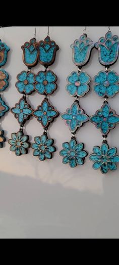 Measurements are in the pictures. Handmade acrylic earrings. Surgical steel hooks Turquoise Beaded Dangle Flower Earrings, Elegant Turquoise Flower Earrings, Southwestern Turquoise Earrings With Dangling Beads, Vintage Turquoise Dangle Flower Earrings, Turquoise Flower-shaped Earrings With Flower Charm, Ribbon Skirts, Dogwood Flowers, Pow Wow, Colour Star