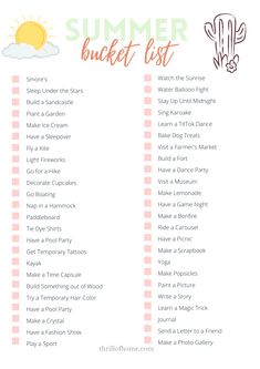 a printable summer bucket list for kids